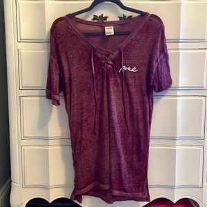 Pink Victoria’s Secret Burgandy Shirt, size s, good condition
